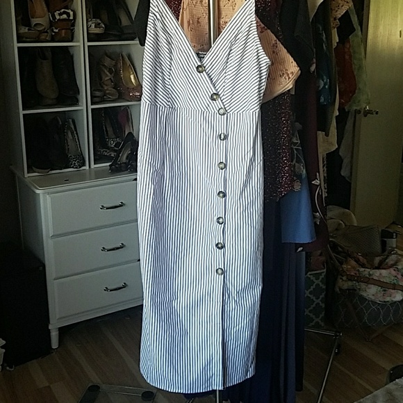 Blue stripped midi dress - Picture 4 of 4